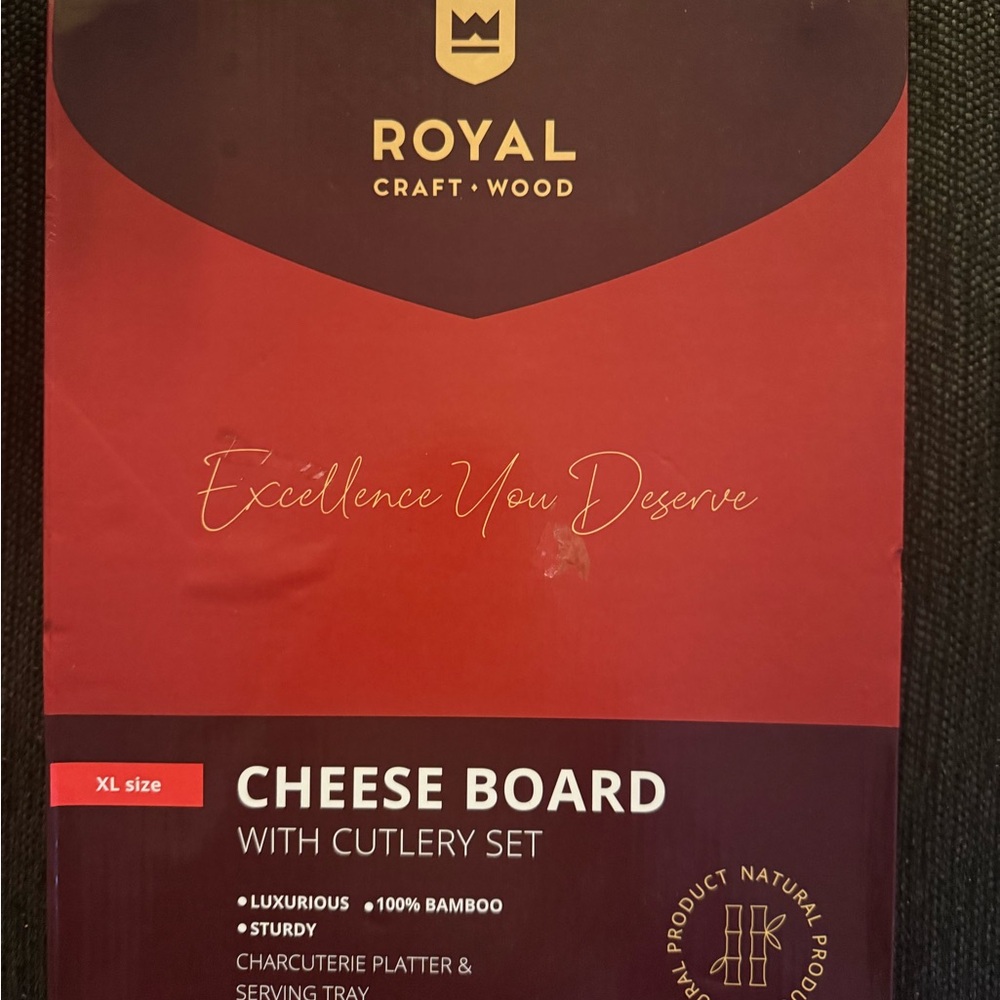 Royal Craft Wood Cheese Board with Cutlery Set